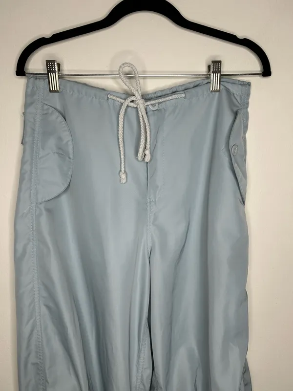 Edikted Rian Oversized Low Rise Light Blue Nylon Cargo Pants - Image 3