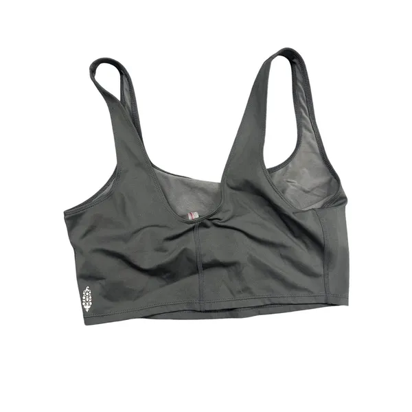 Free People Movement Gray Iridescent Lettering Crop Top Shelf Bra Medium - Image 3