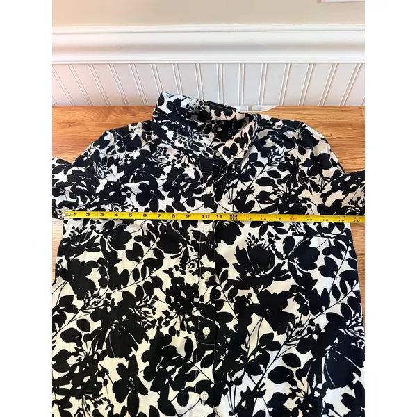 Tommy Hilfiger Floral Viscose Button Down Shirt Black White Size M - Image 9