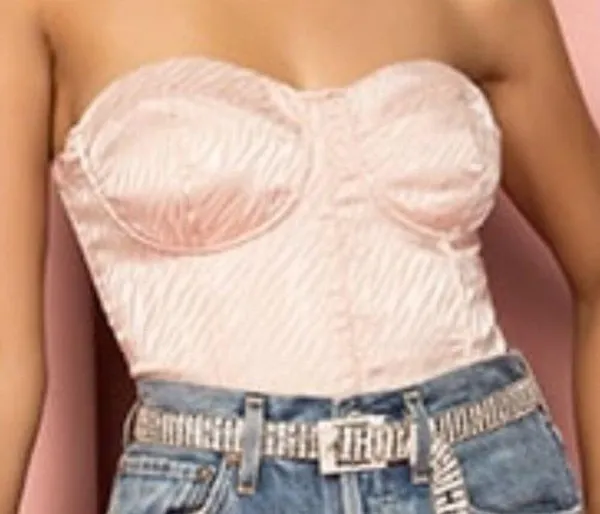 Superdown X Draya Michele Rebecca Corset Top in Nude - Image 9
