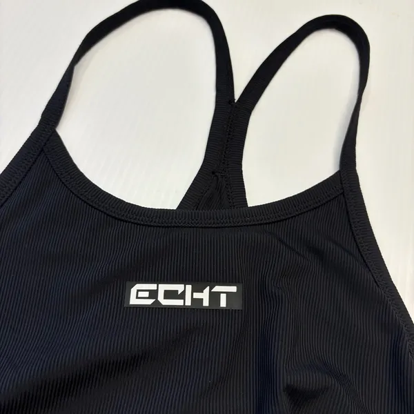 ECHT Ribbed‎ Tank Top Women Large Black Unlined Racerback Athletic Gymcore - Image 3