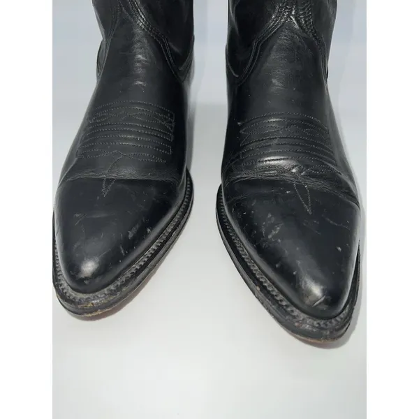 Pistolero Black All Leather Embroidered Cowboy Boots Women's Sz 24.5-7.5/Men 5.5 - Image 10