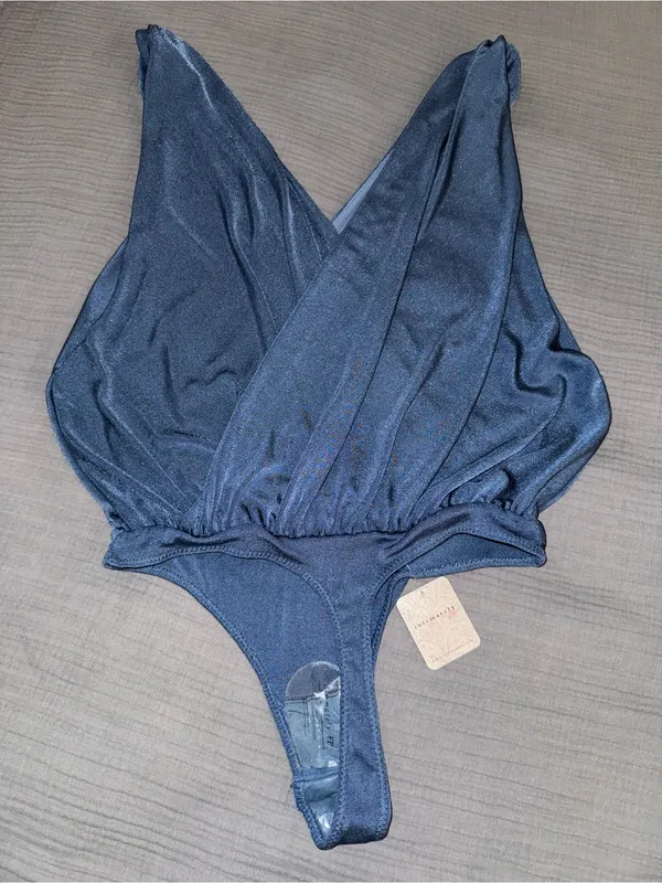 Free People Denim Blue Draped Surplice Tank - Image 5