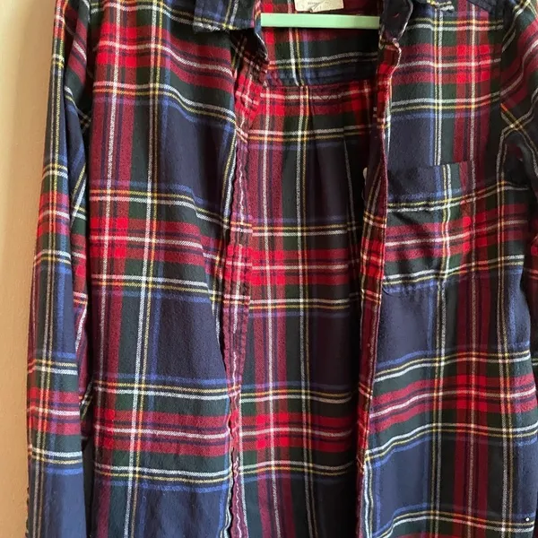 American Eagle‎ red blue Plaid button down sz Small - Image 6