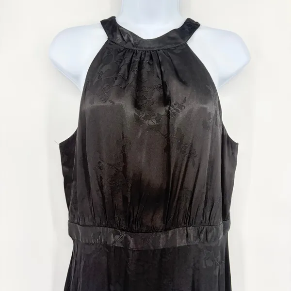 Loft Jacquard Halter Maxi Dress Sz 8 Whimsigoth Y2K Formal Floral Old Hollywood - Image 3