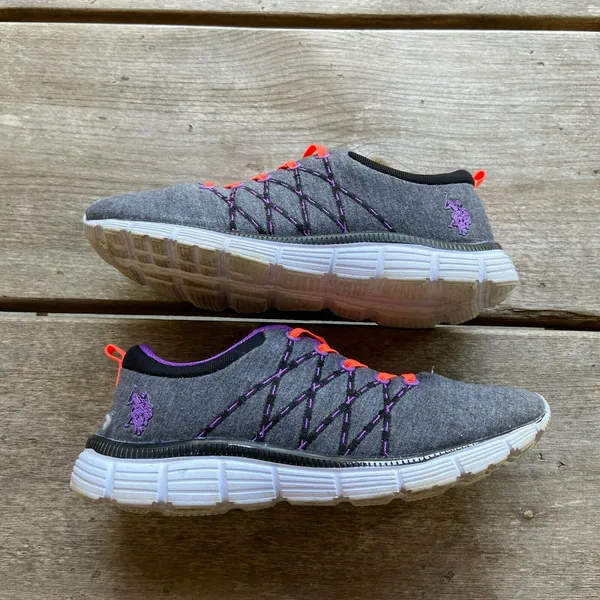 US Polo Association Womens Sneakers Size‎ 7.5 Gray Purple Tennis Athletic Shoes - Image 3