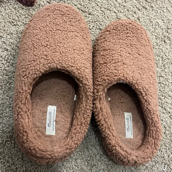 Madewell Sherpa Scuff Slippers Camel Sz 10- Sold Out - Image 7