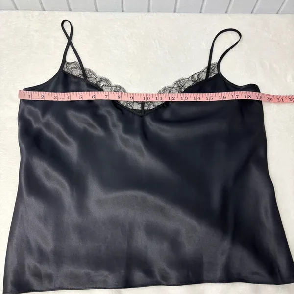 Lauren Ralph Lauren Black Silk Satin Lace Trim Camisole Top Size‎ 12 - Image 6