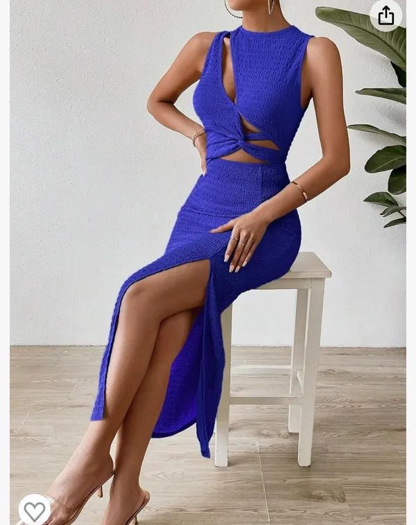 Blue Cut Out Dress - Image 3