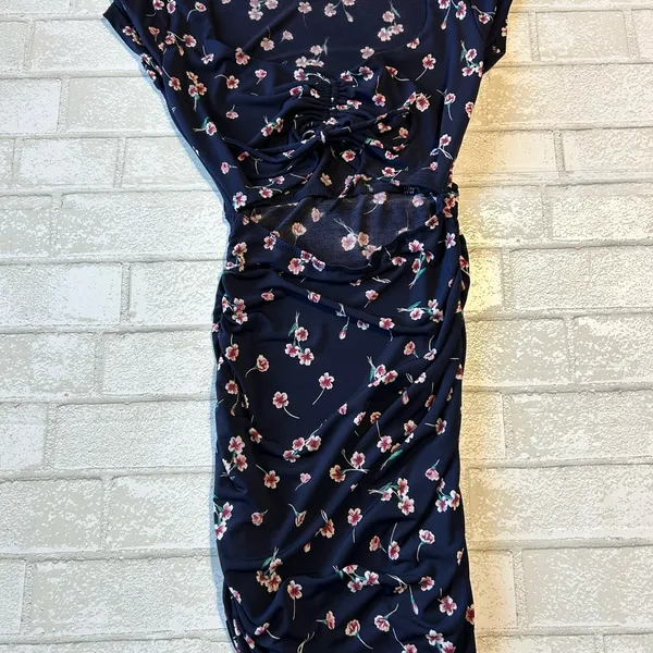 Windsor Navy Floral Dress with Pink Accents - Image 2