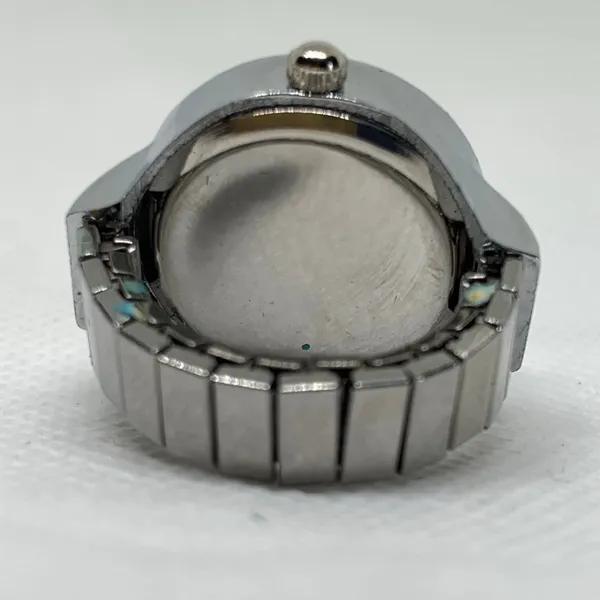 Silver tone Finger Ring Watch Round Quartz watch 22mm quartz adjustable running - Image 3