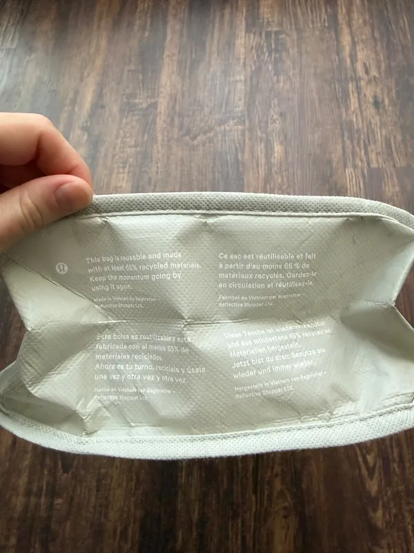 White and Gray Lululemon Small Reusable Bag - Image 5