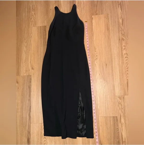 Tahari Black Maxi Dress Women’s Size 4 Lace Up Back High Slit Formal Evening - Image 9