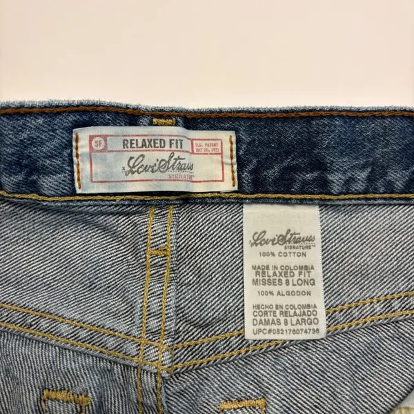 Levi Strauss Signature Relaxed Fit Jeans Womens 8 Long Blue Denim High Rise W29 - Image 8
