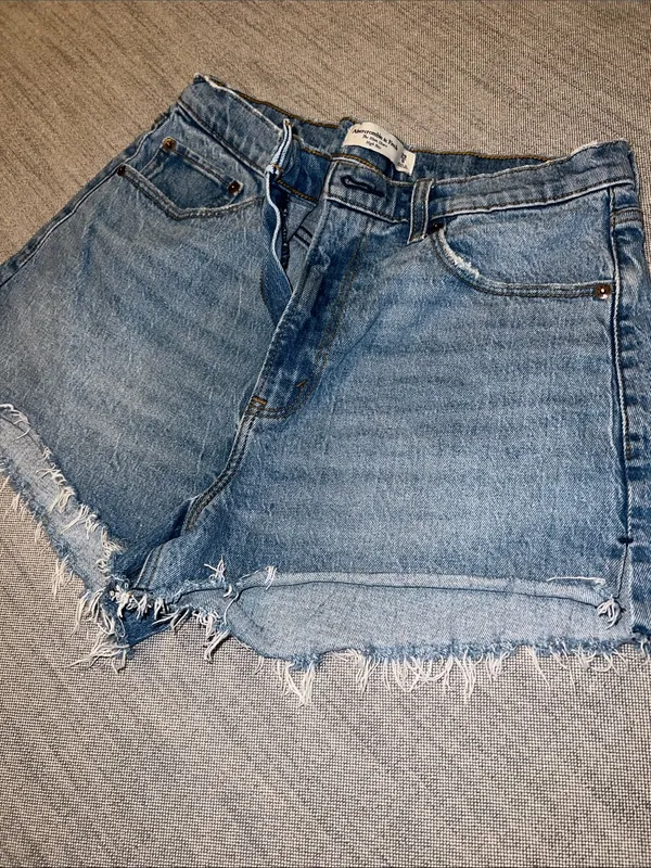 Abercrombie & Fitch Black Distressed High-Rise Denim Shorts 90s relaxed cutoff 8 - Image 6