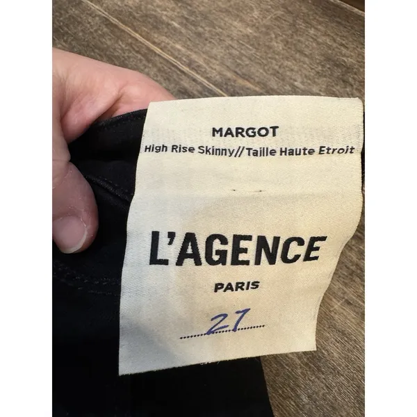 L'agence Margot Gold Stripe Skinny Jeans 27 Black Denim Pants - Image 9