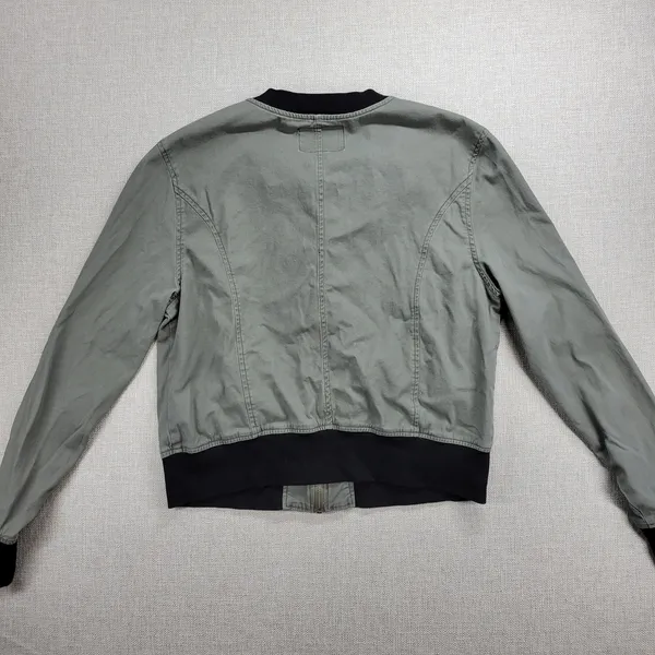 Sanctuary Womens Jacket Size M Olive Green Zip Up Military Twill‎ Bomber Crop - Image 5