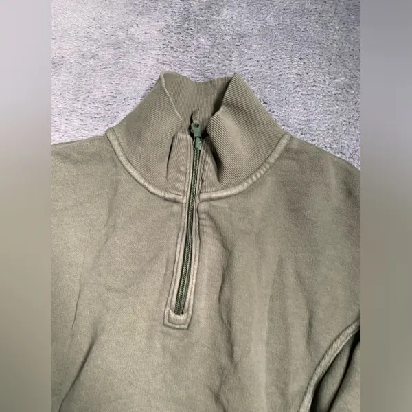 Aerie offline Olive Green Quarter-Zip cropped Pullover small - Image 4