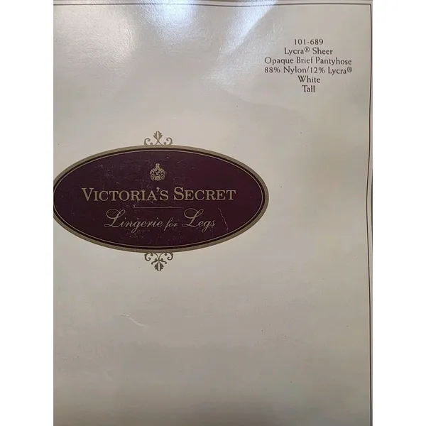 Victoria’s Secret White Lycra Sheer Opaque Brief Pantyhose 1992 Vintage New - Image 2