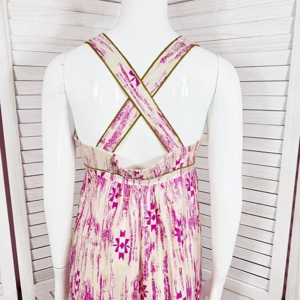 Loft Silk Ikat Tribal Print Maxi Dress Sundress Pink Cream Size‎ 2 - Image 9
