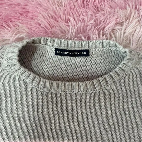Brandy Melville Oversized Striped‎ Crewneck Sweater Light Blue Pink Casual - Image 4