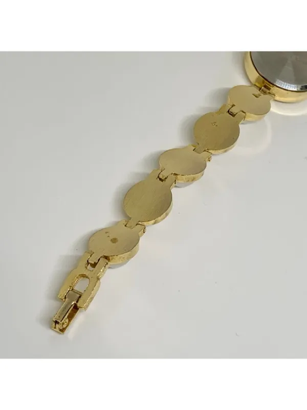 Vintage women’s watch faux pearls gold tone links 21mm quartz 7” running - Image 8