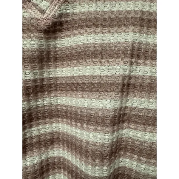 Peach Love California Women's Drop Shoulder Waffle Knit Oversized V‎ Neck Size M - Image 7