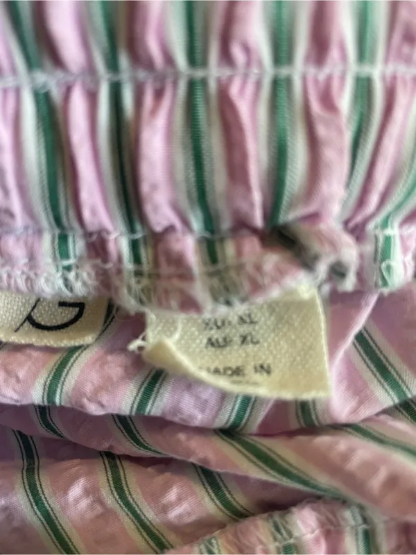Women’s Pink & Green Striped Elastic-Waist Shorts - Image 2