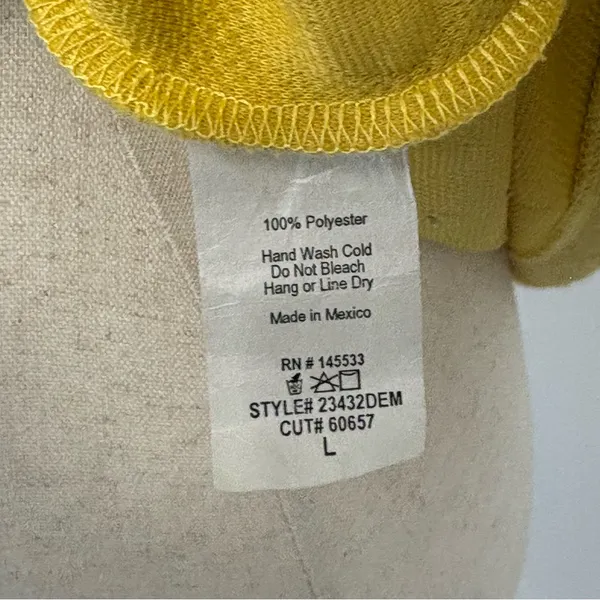 W5 Mustard Yellow Swiss Dot 3/4 Sleeve Knit Top Sz L - Image 4