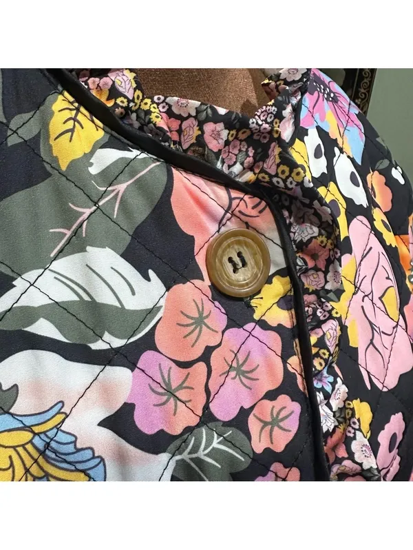 Sunday Up Floral Print Fleece‑Lined Quilted Jacket – Size Small (Oversized Fit) - Image 5