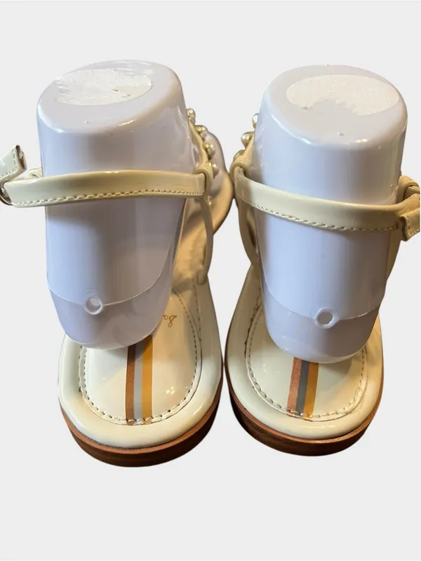 Sam Edelman Gigi Pearl Patent Leather T-Strap Sandals Porcelain Pearl Size 10 - Image 11