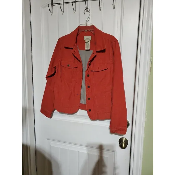 EUC Ladies L.L. Bean Corduroy Burnt Orange Button Down Jacket SIZE XS - Image 2