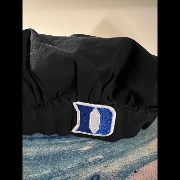 Duke Black Bouffant Scrub Cap with Logo Patch - Image 2