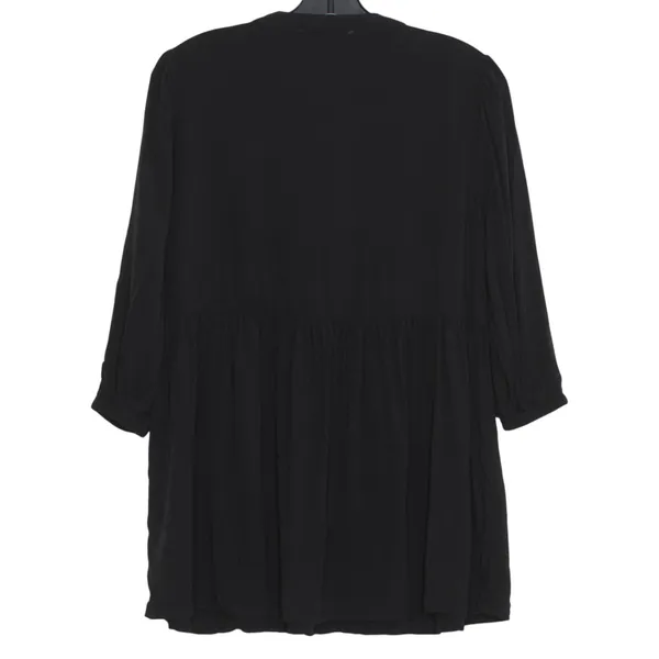 Savanna Jane Top 3/4 Sleeve Embroidered Floral Boho Folk Cottage Black Small - Image 2