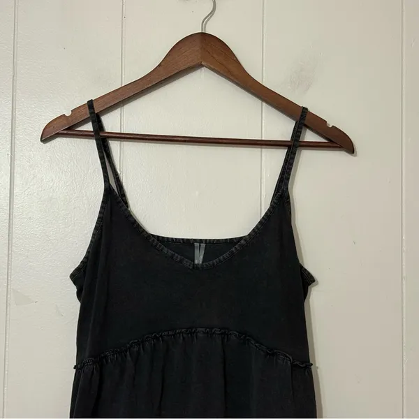 By Anthropologie Charcoal Washed Tiered Cami Tank Top Size S Boho Babydoll - Image 2