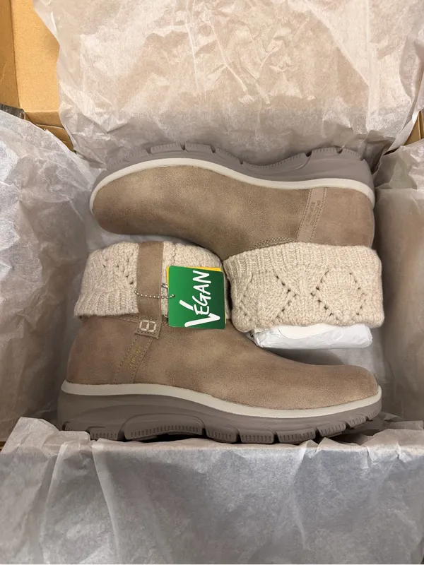 Skechers Women's Pale Taupe Knit-Cuff Ankle Boot Size 7.5 - Image 15