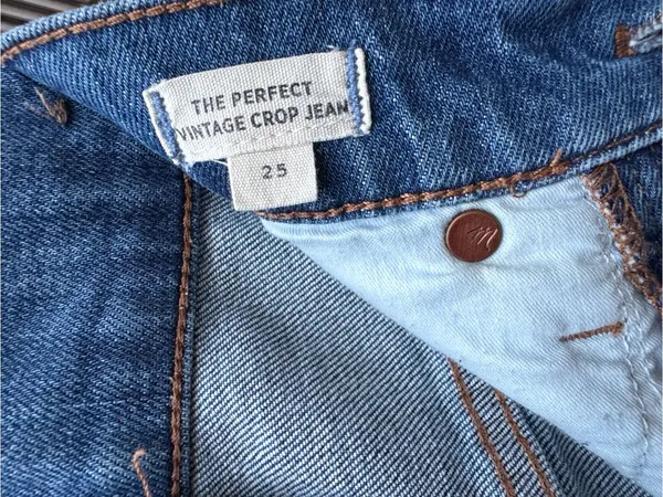 Madewell Perfect Vintage Crop Jeans High Rise Medium Wash Raw Hem Size 25 - Image 5