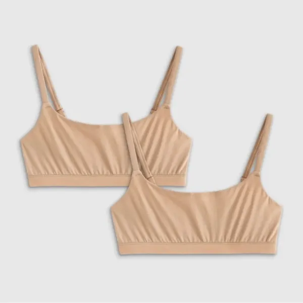 NIB Quince Second Skin Scoop Neck Bralette 2pack Sand Sz S - Image 3