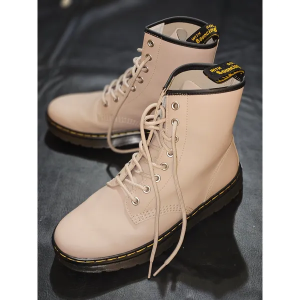 Dr Martens Taupe Zavala Combat Boots Mens 8‎ Womens 9 - Image 2