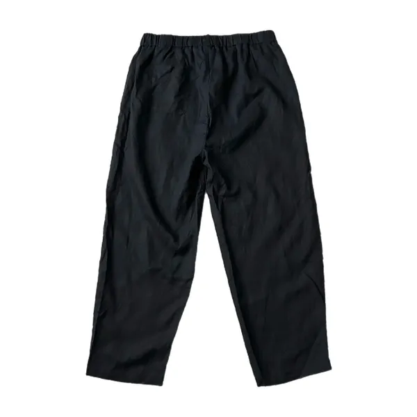 Quince 100% European Linen Wide Leg Elastic Waist Ankle Pants Black Size Large - Image 4