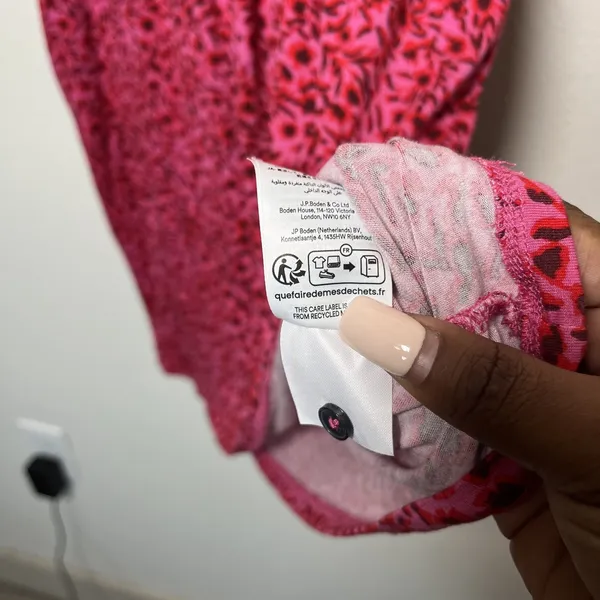 Boden Women‎ Yoke Mini Dress 14R Pink Peasant Cottagecore Prairie Floral Party - Image 9