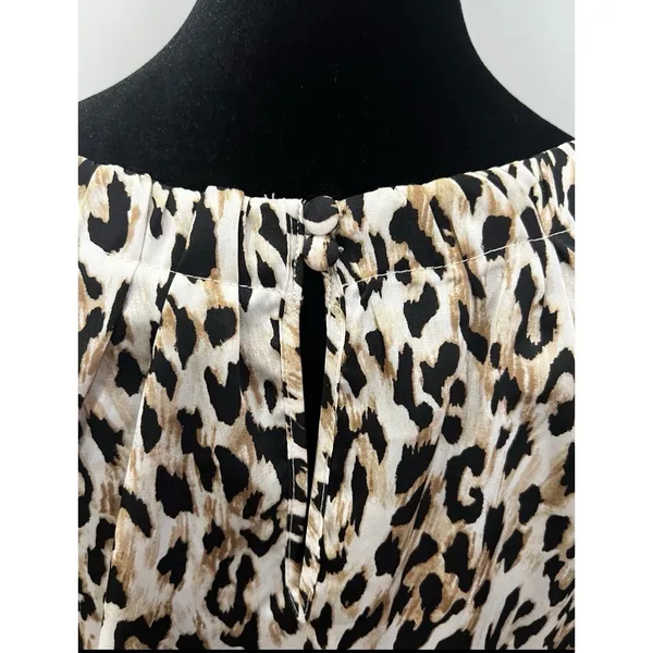 White House Black Market Sleeveless Halter Top Animal‎ Print Burgundy Damask S - Image 4