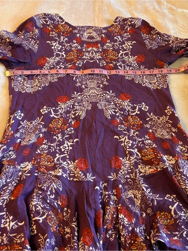 Free People Smooth Talker purple floral long sleeve tunic dress drop waist XS - Image 8