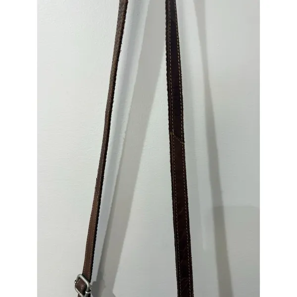 Jack Georges Voyager Crossbody Bag Brown Genuine Leather Floral Carving‎ Boho U - Image 3