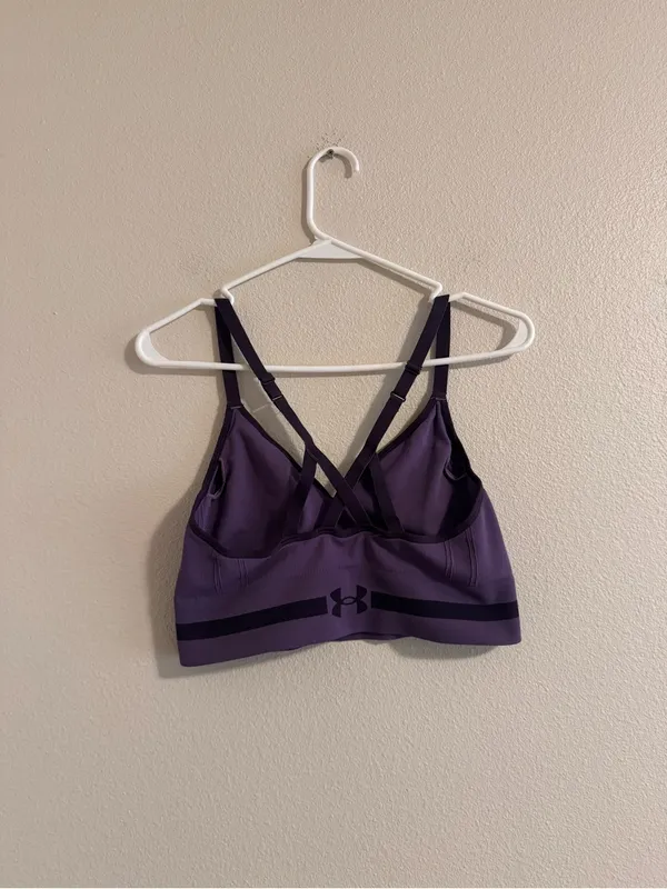 Under Armour Purple Strappy V‑Neck Longline Sports Bra - Image 3