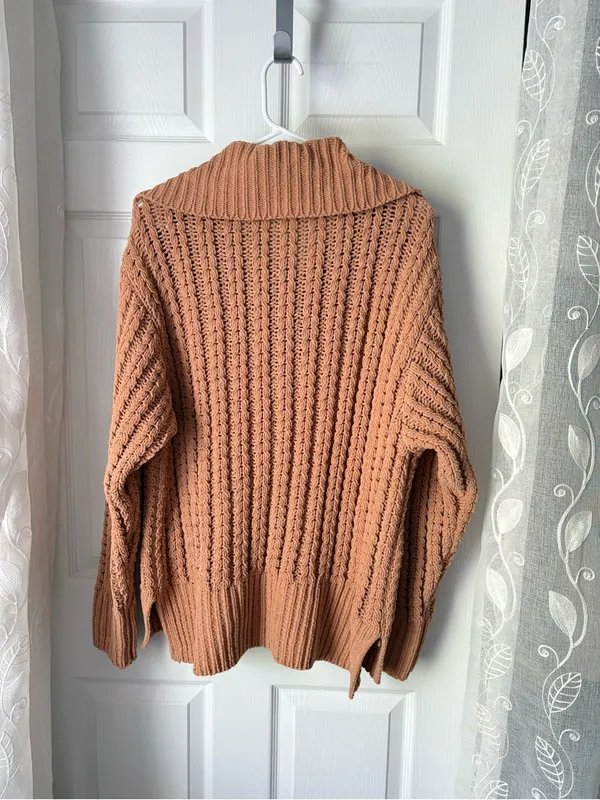 Aerie Womens Quarter Zip Pullover Sweater chunk Knit Collared Cozy size M - Image 7