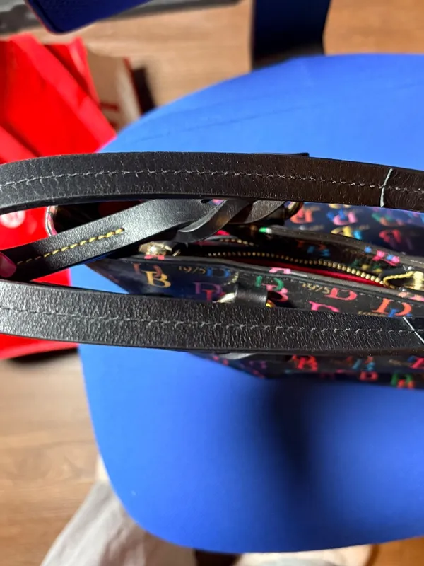 Dooney Bourke Db75 It Zip Top Black Multi Coated Canvas Tote - Image 9