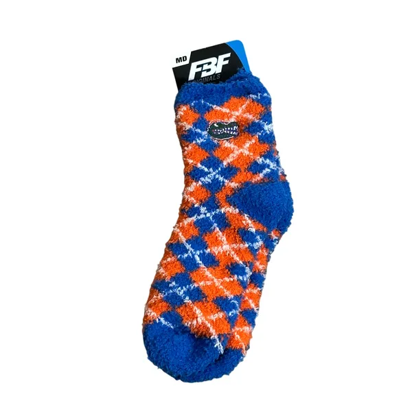 NWT University of Florida Gators Argyle Sleepsoft Socks Unisex Orange Blue Fuzzy - Image 2