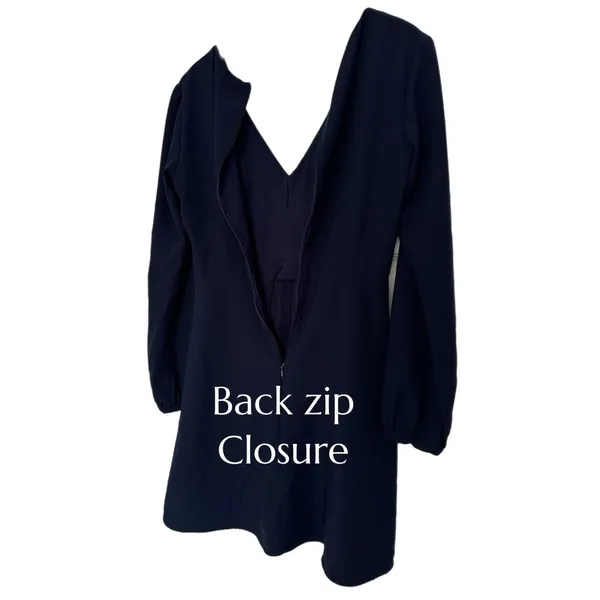HUTCH Designer Button Front Mini Dress Navy Long Sleeve V-Neck Womens Sz S 4 - Image 8