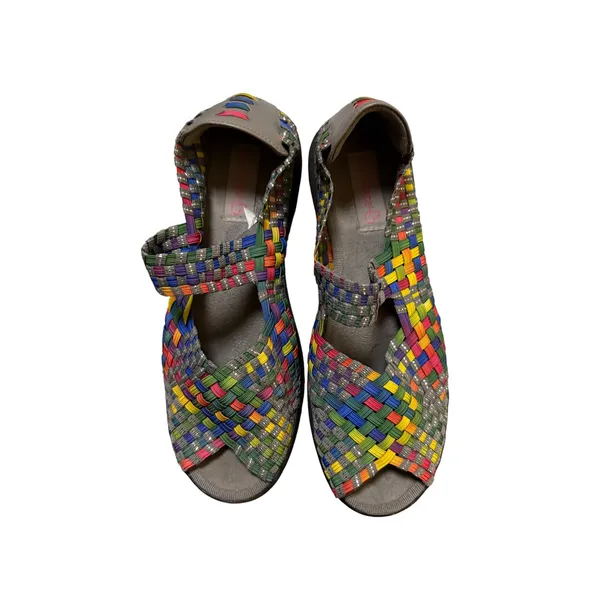 Baretraps Sandals 7.5 Rainbow Multi Colored Weave Slip On Comfy Mary Jane Shoes - Image 2